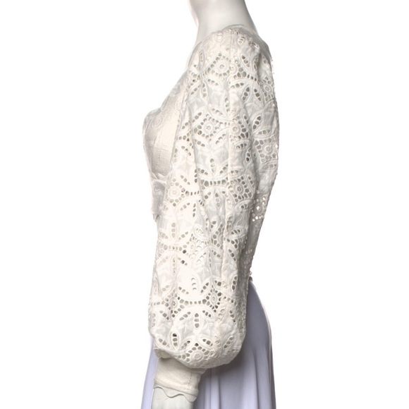 NWT Zara Black Eyelet Puff Sleeve Cropped Top With Embroidery Sz M 0881/002/800 - Picture 9 of 9